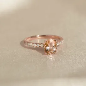 Oval Morganite and Diamond Ring Rose Gold - Minette