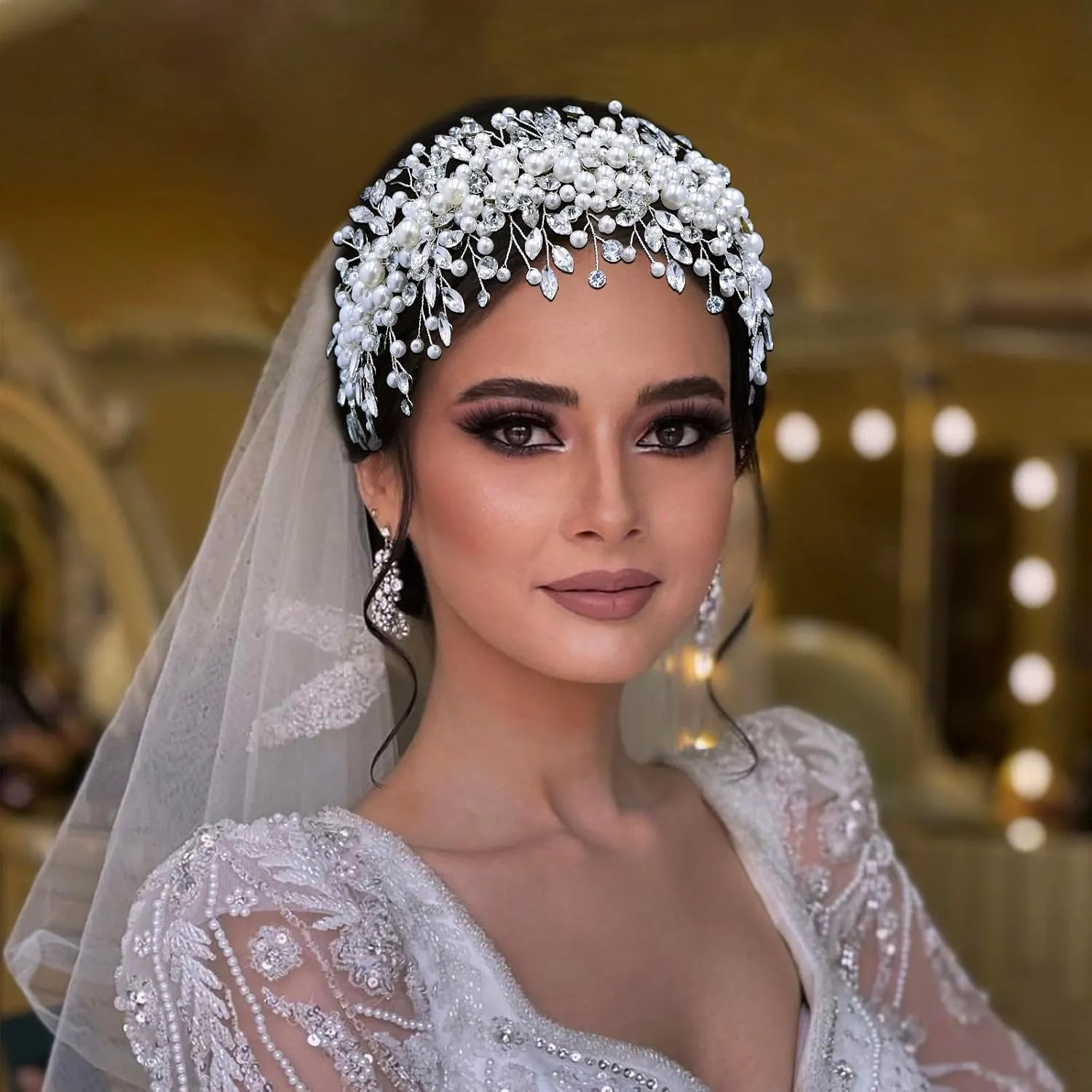 Pearl and Rhinestone Bridal Headpiece, Wedding Headband