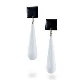 Plain White - earrings with enamel - white & black