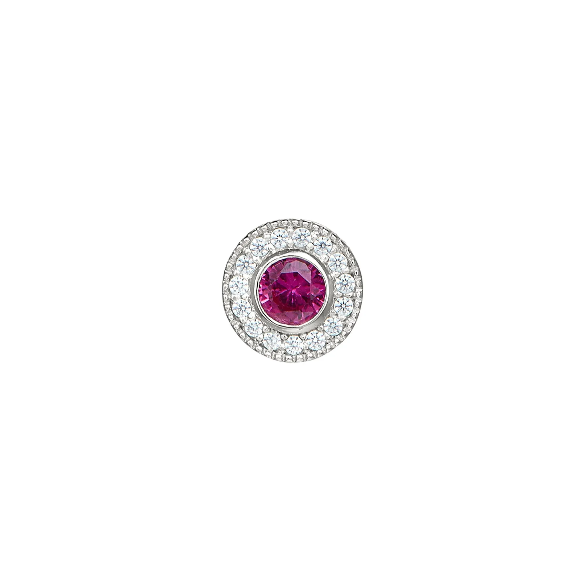Platinum Finish Micropave Birthstone Charm