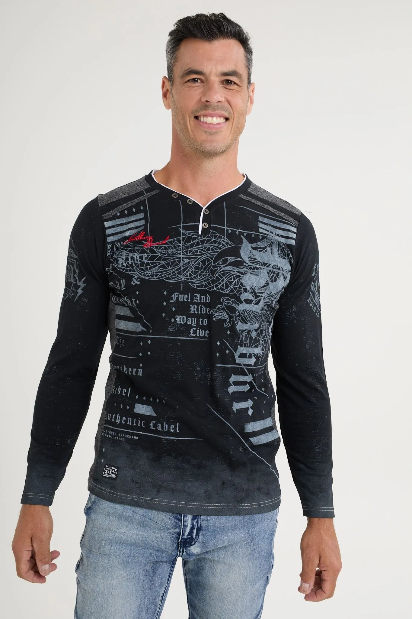 Printed long sleeve top