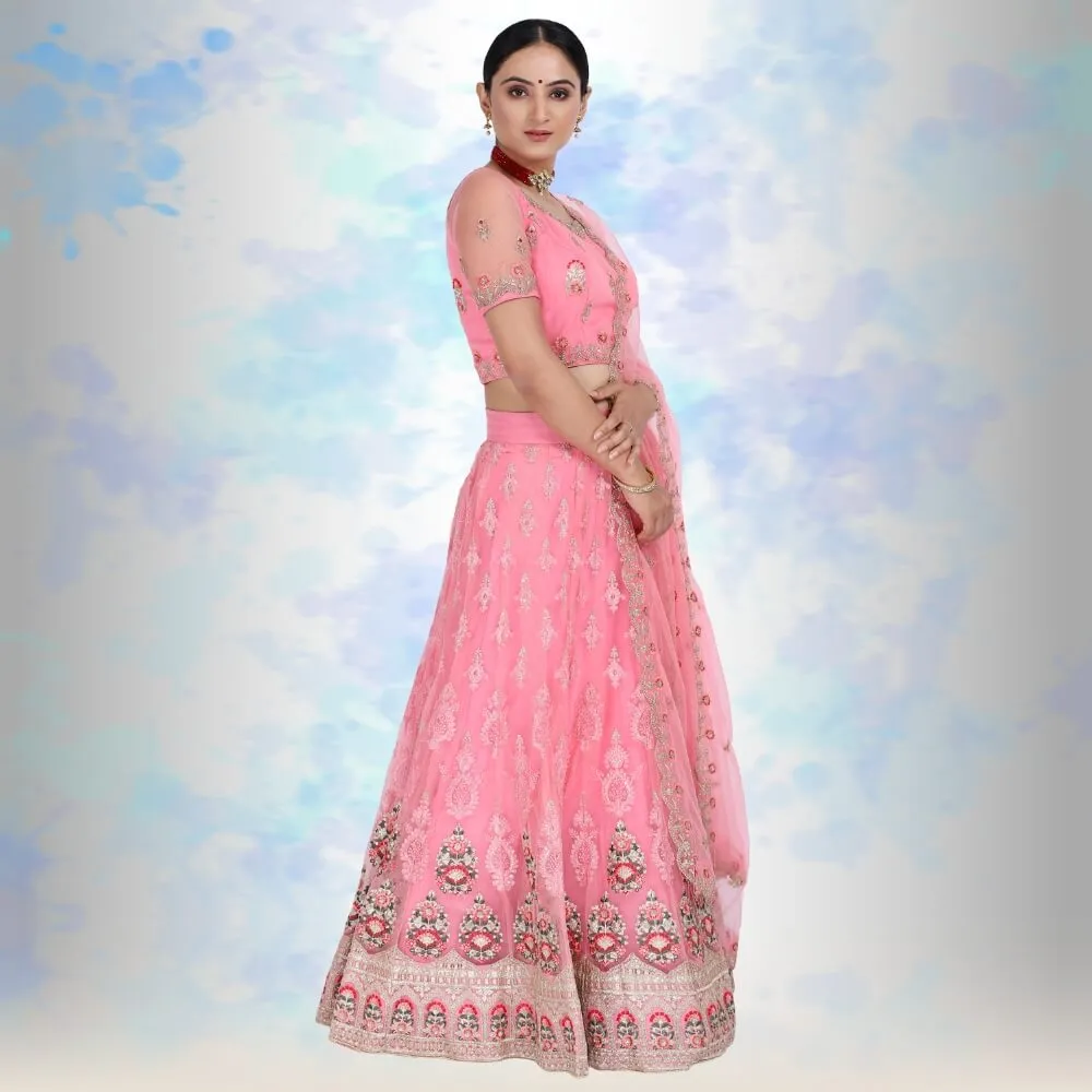 Pure net Lehenga Choli - Baby Pink