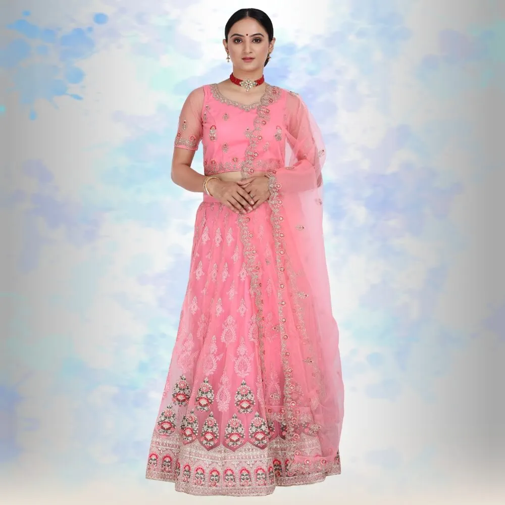 Pure net Lehenga Choli - Baby Pink