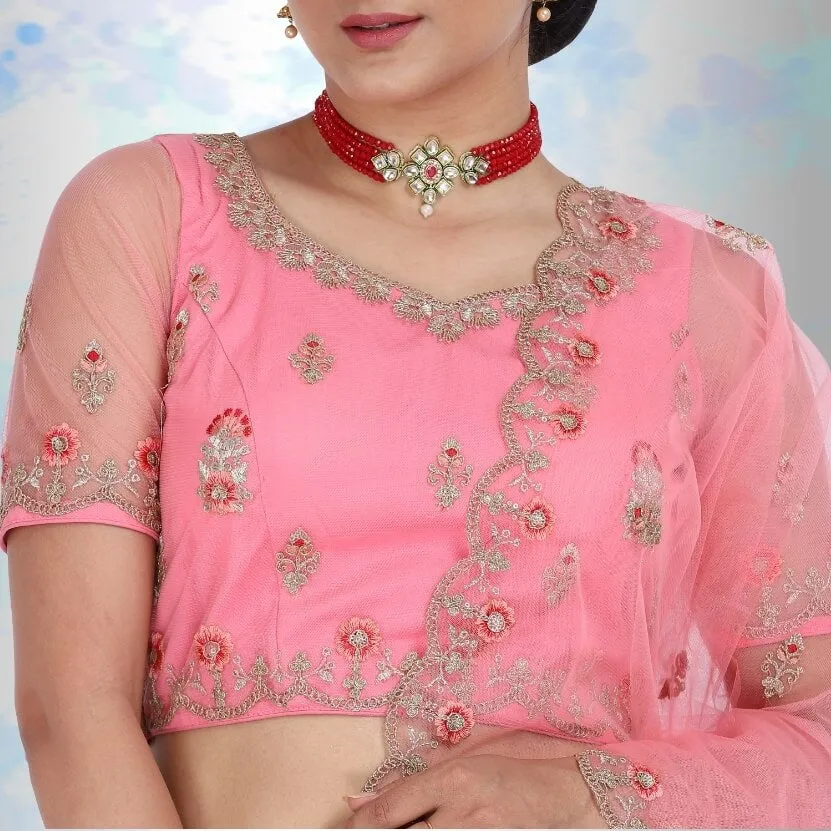 Pure net Lehenga Choli - Baby Pink