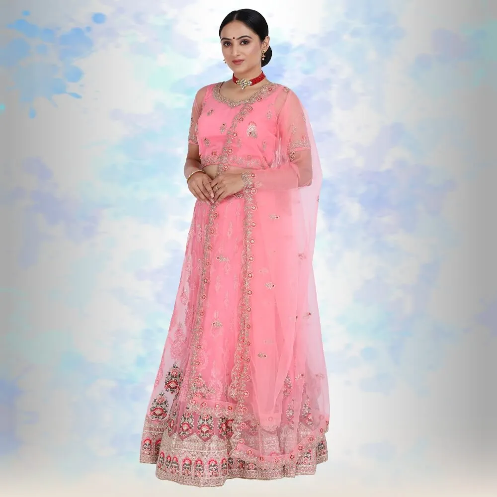 Pure net Lehenga Choli - Baby Pink
