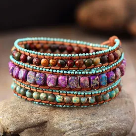 Purple, Earthy, Blue Jasper Wrap Bracelet