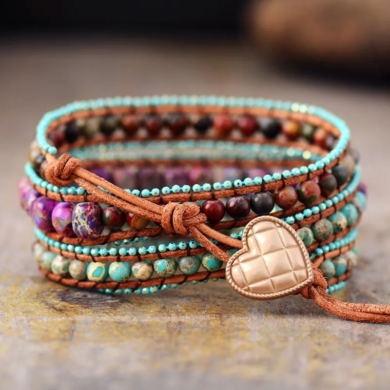 Purple, Earthy, Blue Jasper Wrap Bracelet