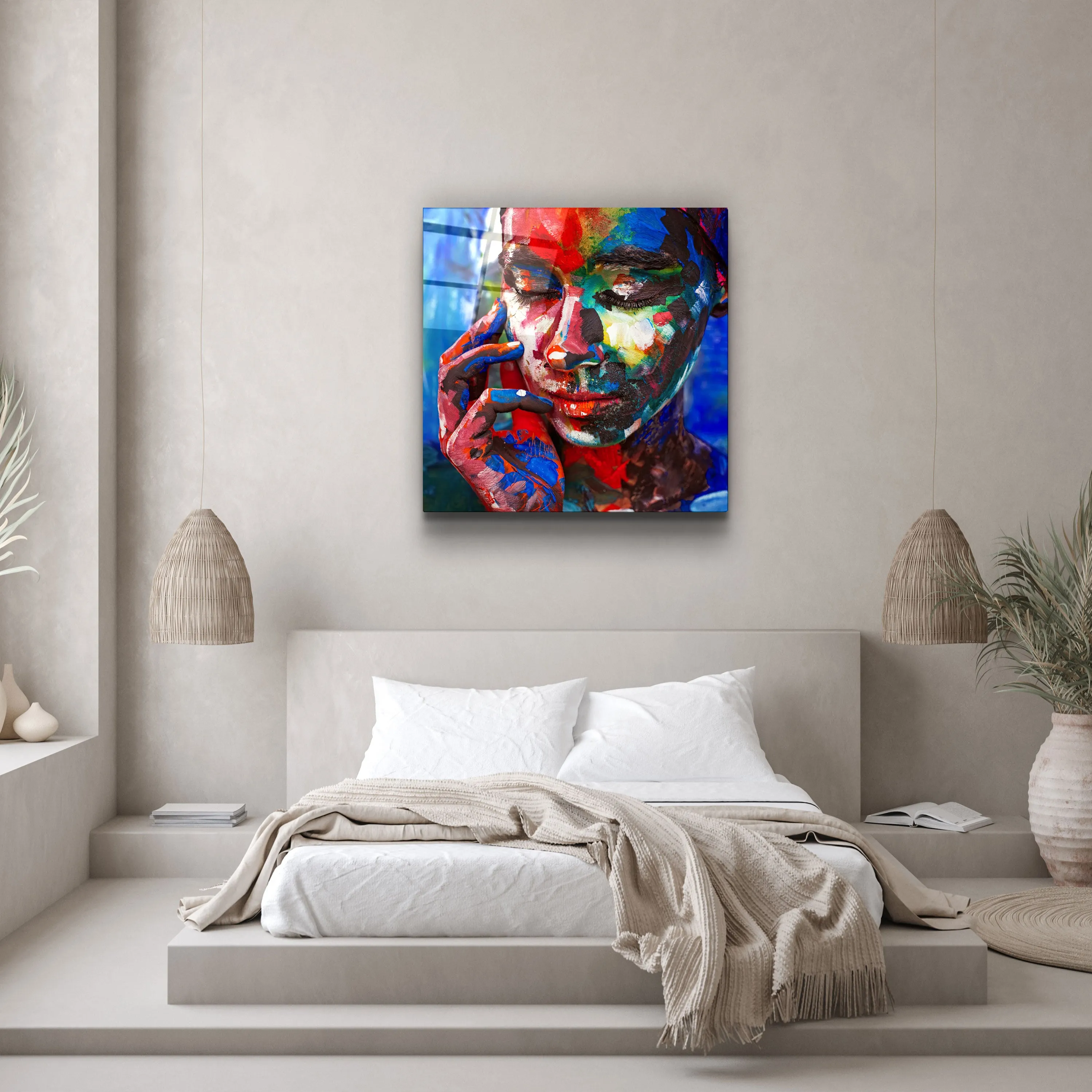 ・"Abstract Colors Woman Portrait"・Glass Wall Art