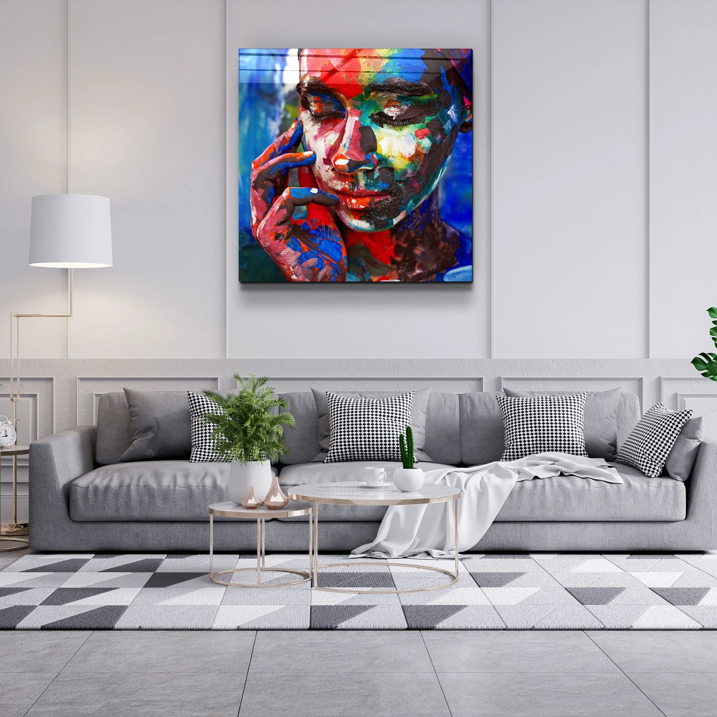 ・"Abstract Colors Woman Portrait"・Glass Wall Art
