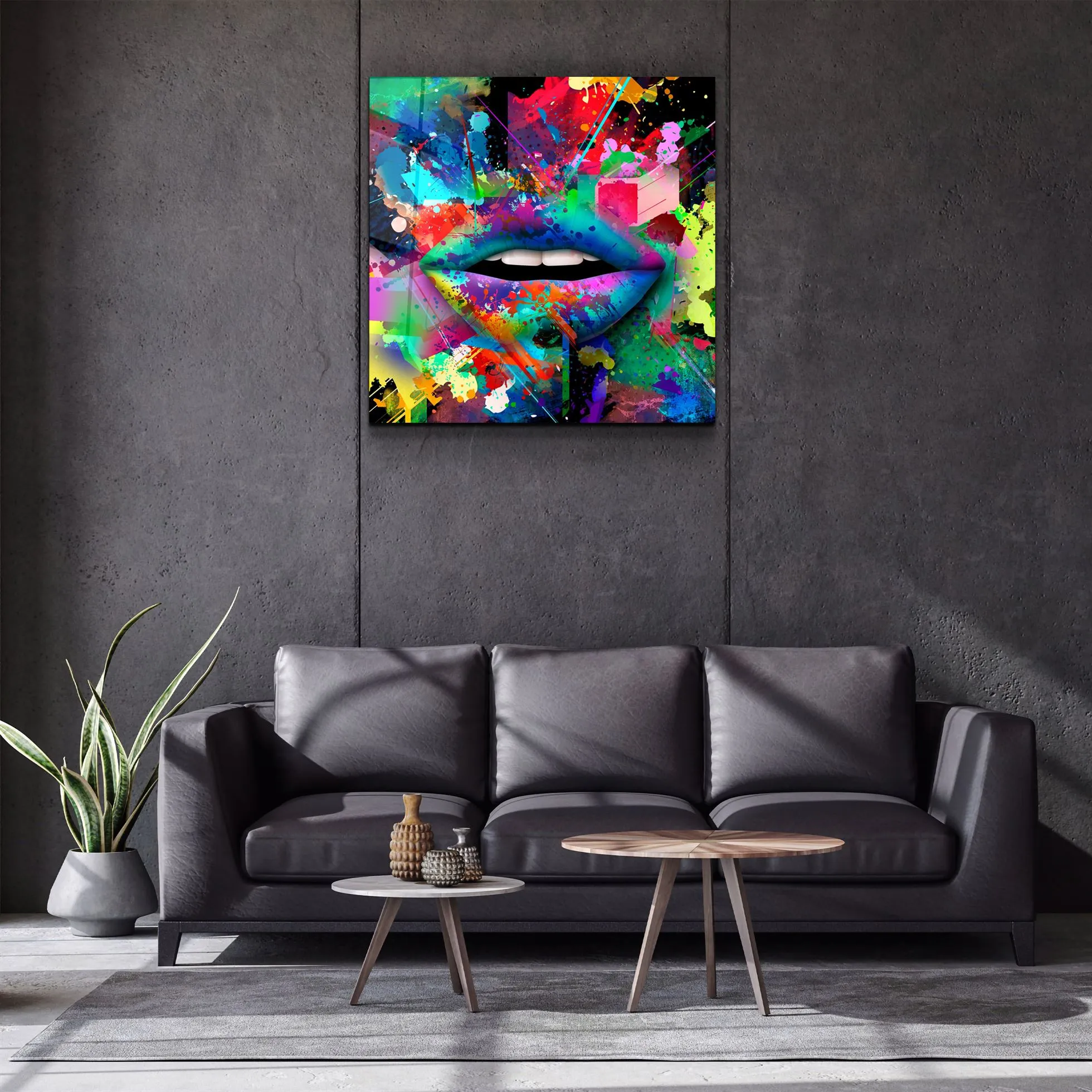 ・"Abstract Lips"・Glass Wall Art