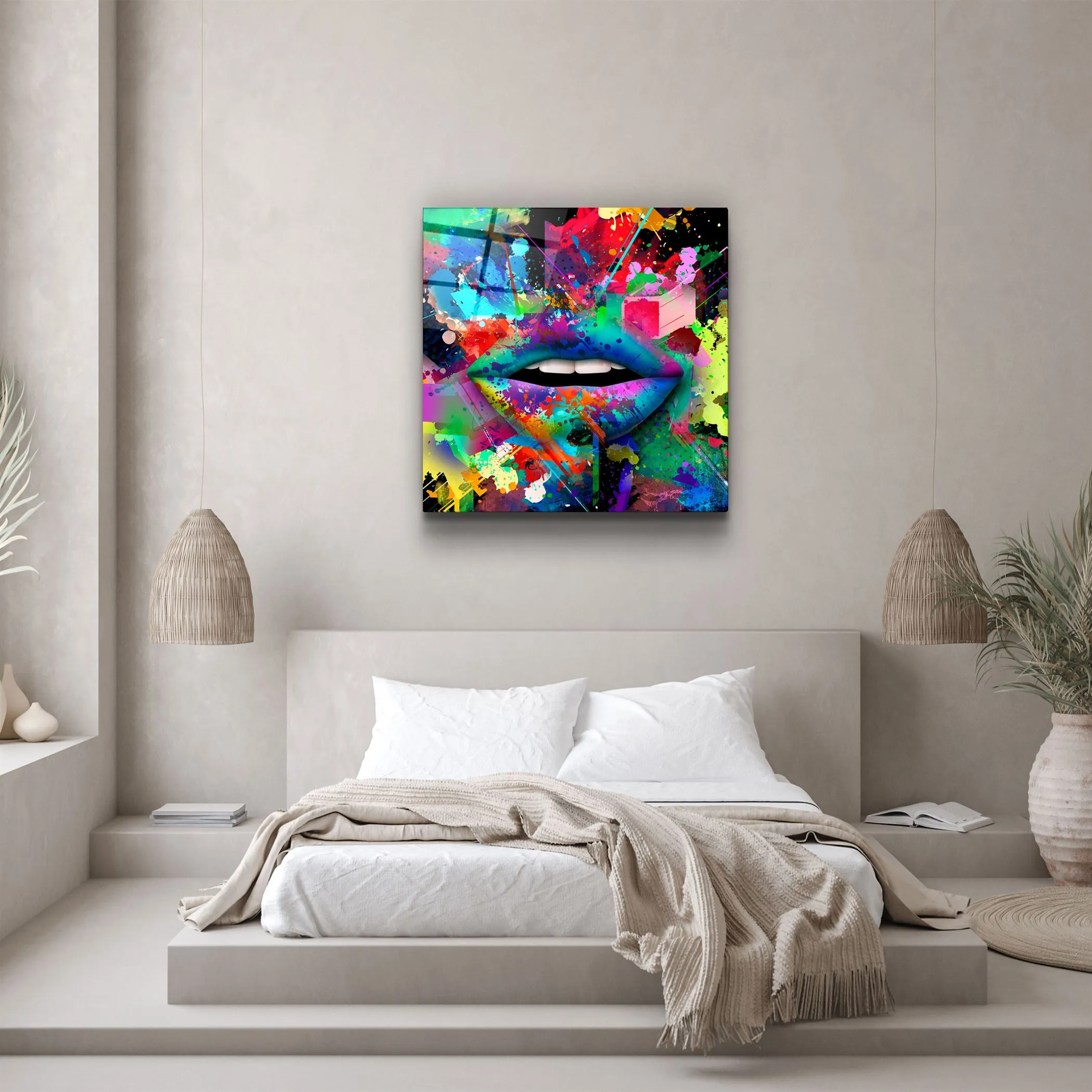 ・"Abstract Lips"・Glass Wall Art