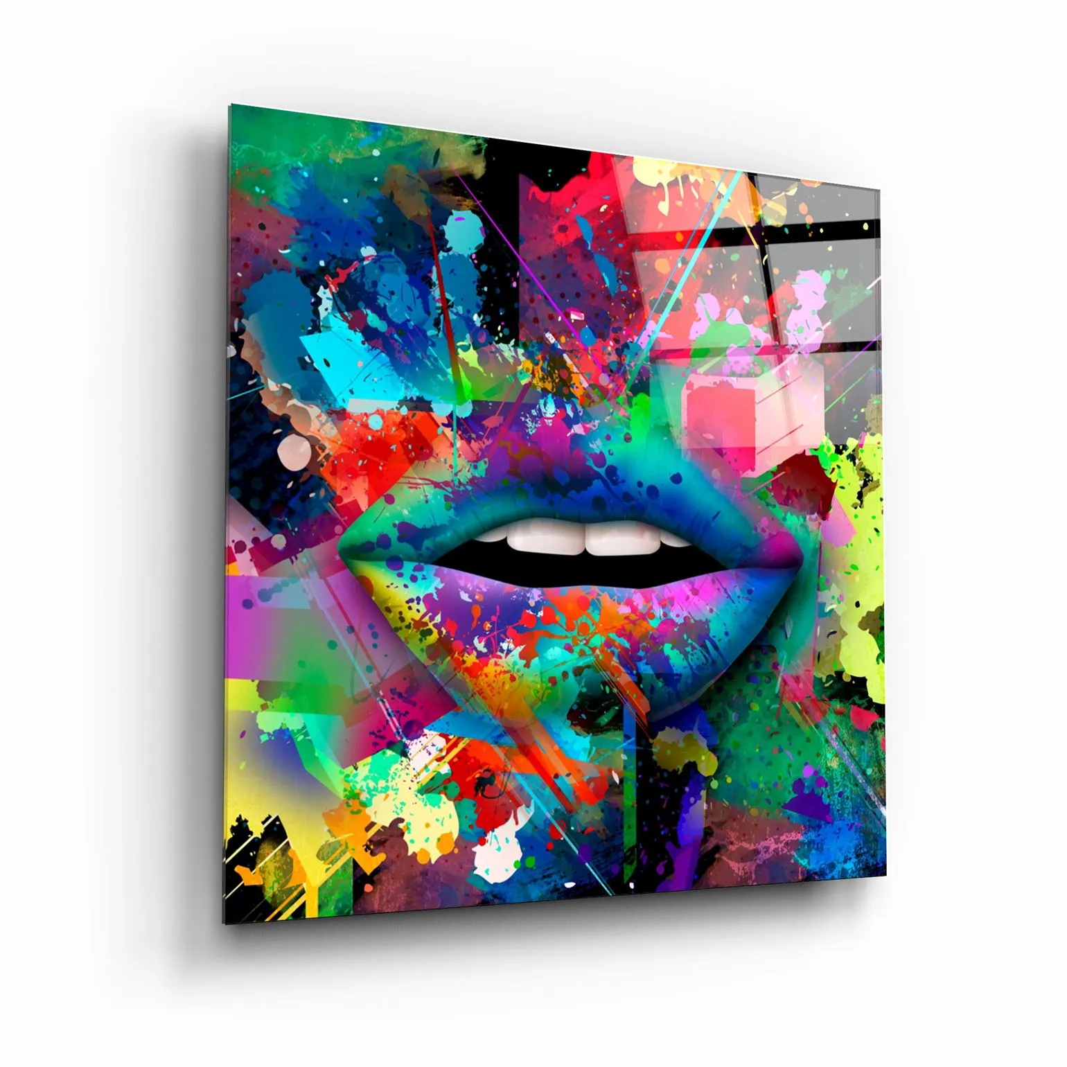 ・"Abstract Lips"・Glass Wall Art