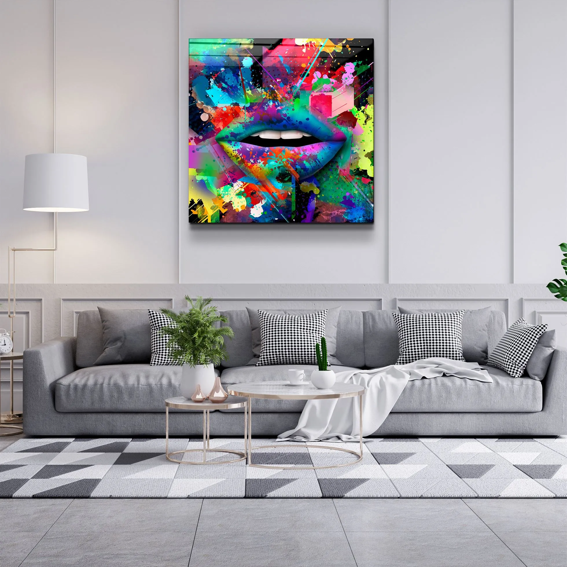 ・"Abstract Lips"・Glass Wall Art