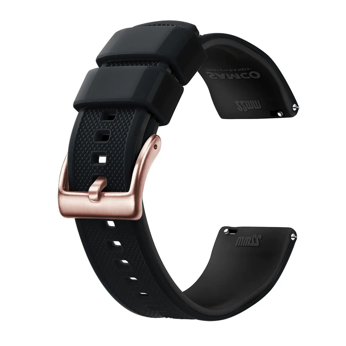 Rafael Silicone Tropic Watch Strap With Rose Gold Tang Buckle