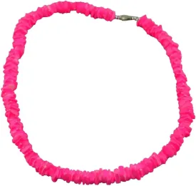 Real Chips Puka Shell Necklace 18" Neon Pink
