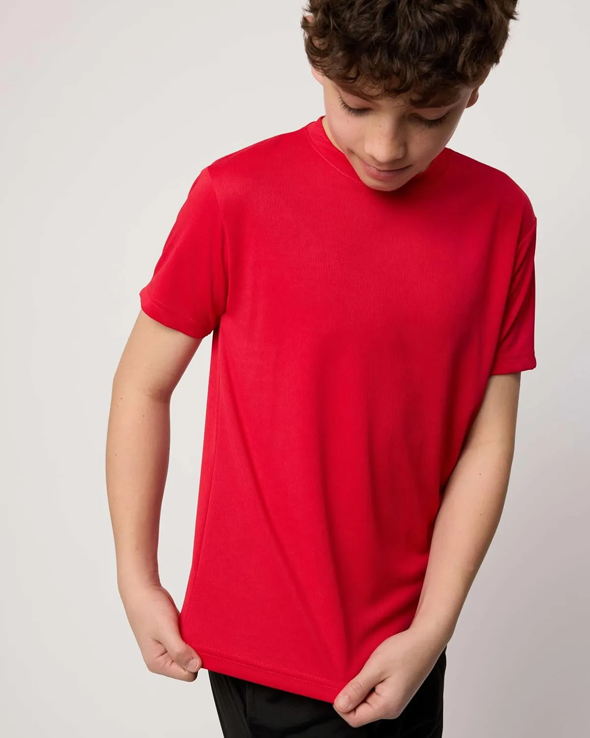 Real Essentials 5 Pack: Youth Mesh Moisture Wicking Active Athletic Performance Short-Sleeve T-Shirt Boys & Girls