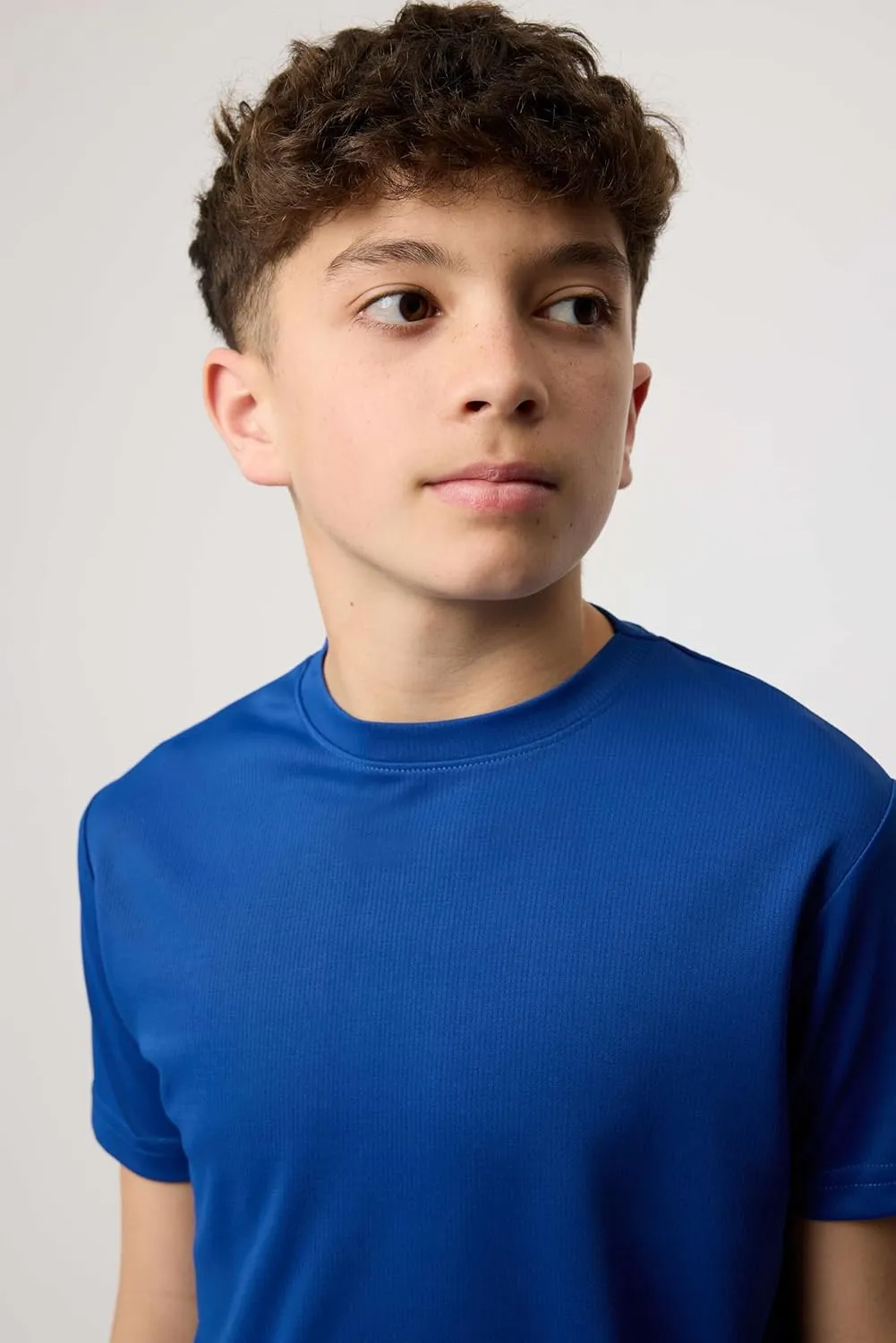 Real Essentials 5 Pack: Youth Mesh Moisture Wicking Active Athletic Performance Short-Sleeve T-Shirt Boys & Girls