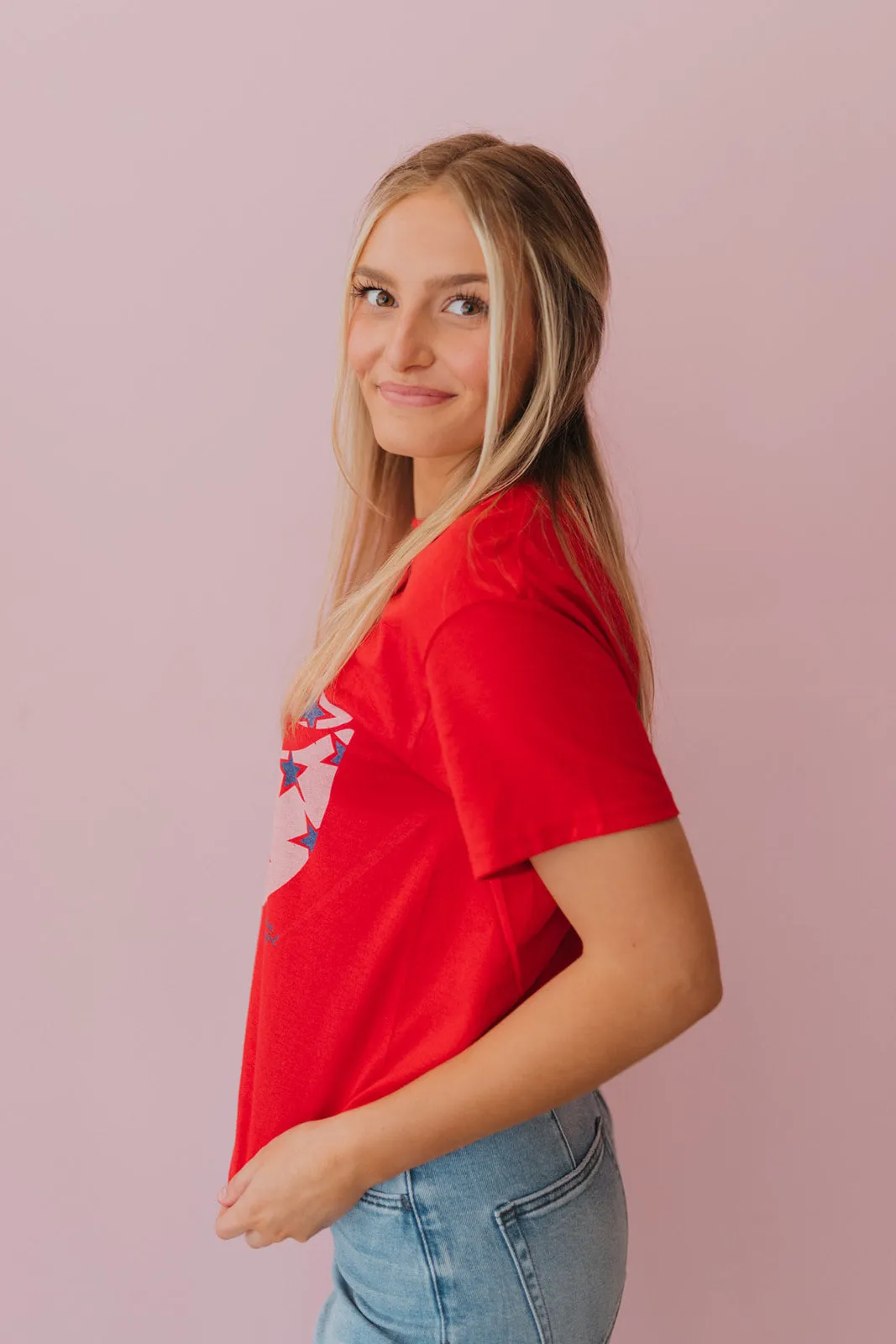 Red Star Lips Cropped Graphic Tee