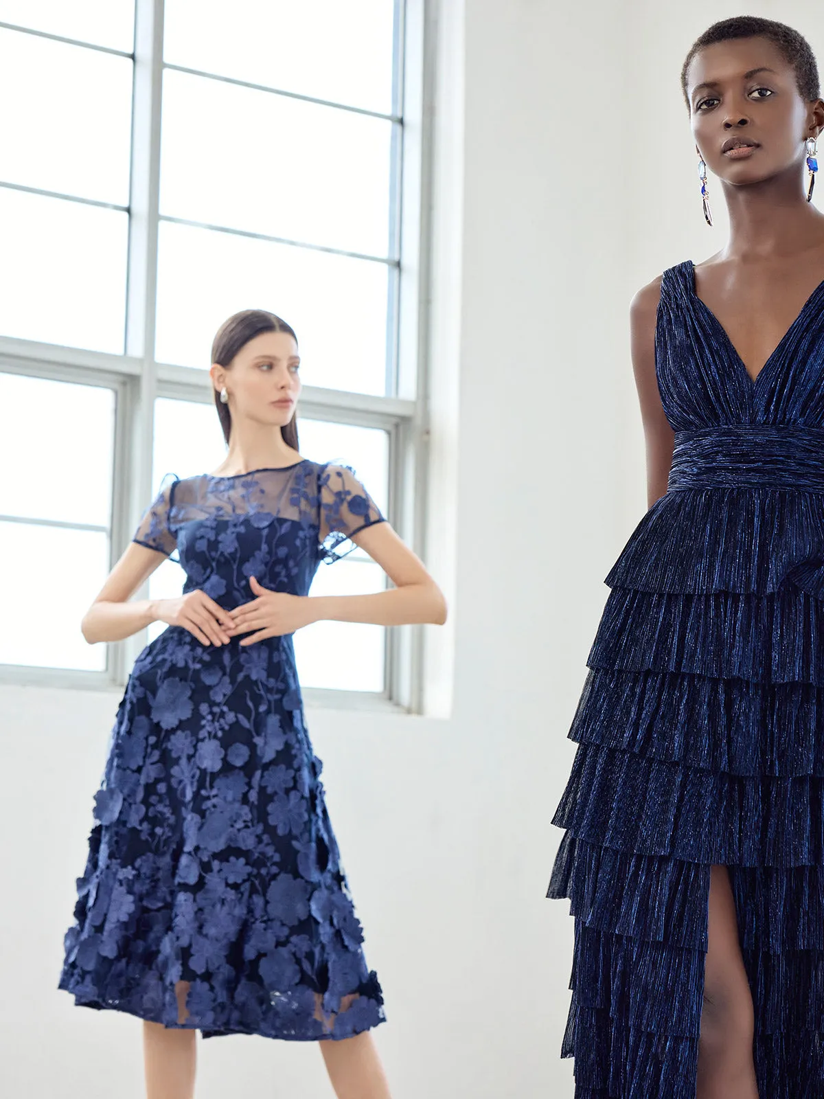 Reece Navy Embroidered Dress