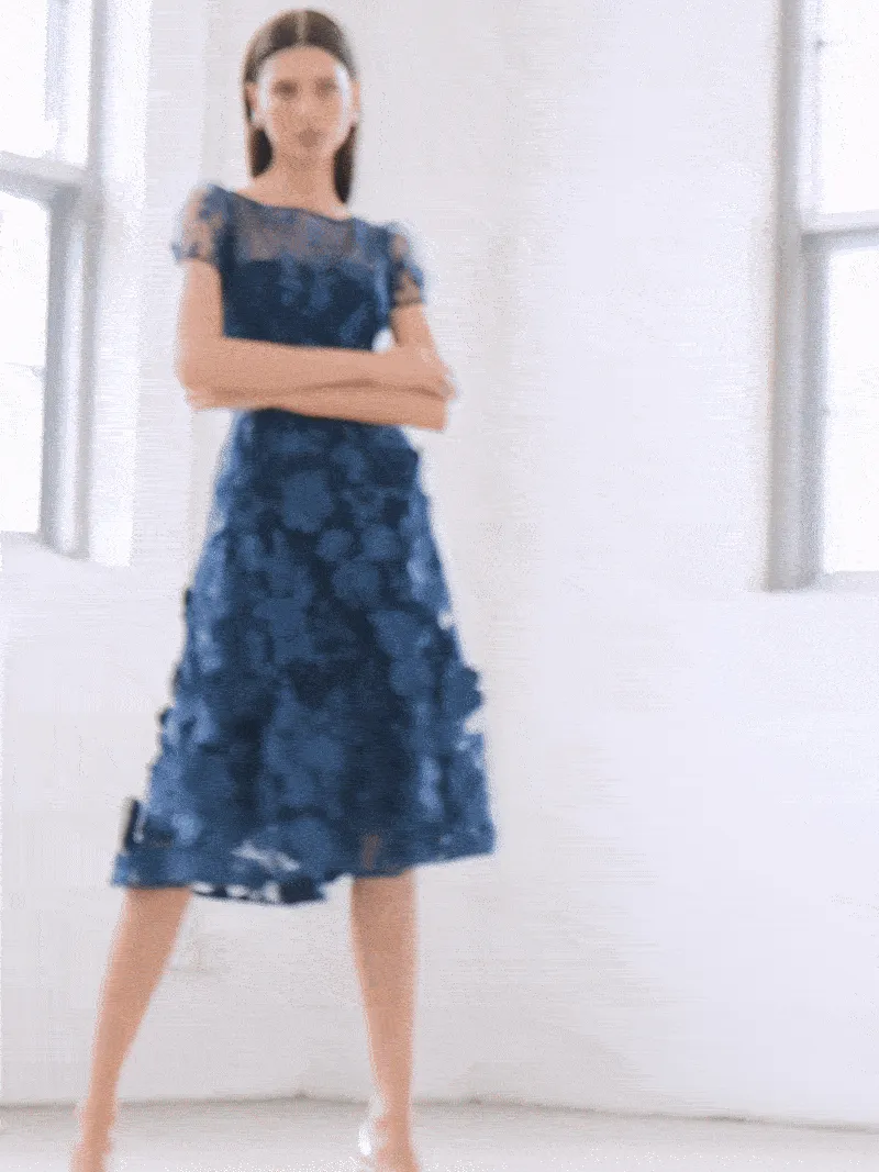 Reece Navy Embroidered Dress