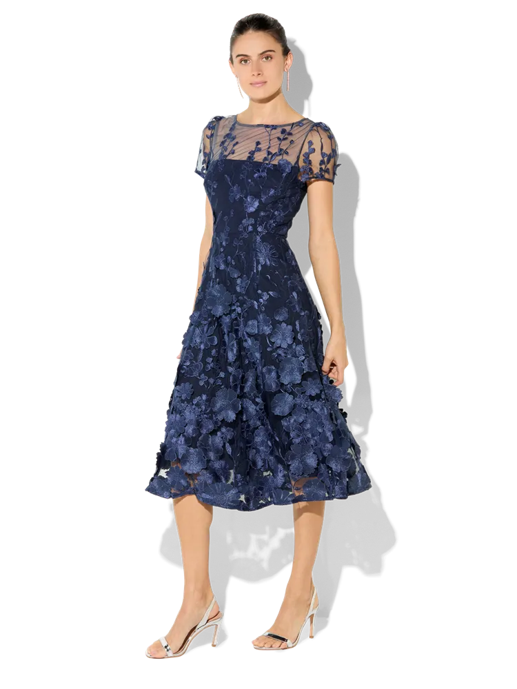 Reece Navy Embroidered Dress
