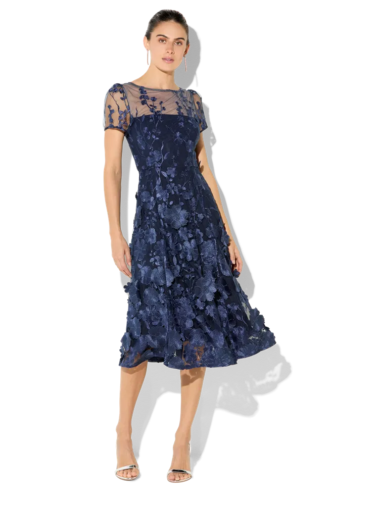 Reece Navy Embroidered Dress