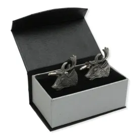 Roaring Stag Cufflinks T-Bar Back With Gift Box