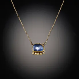 Rosecut Sapphire Necklace with Diamond Line