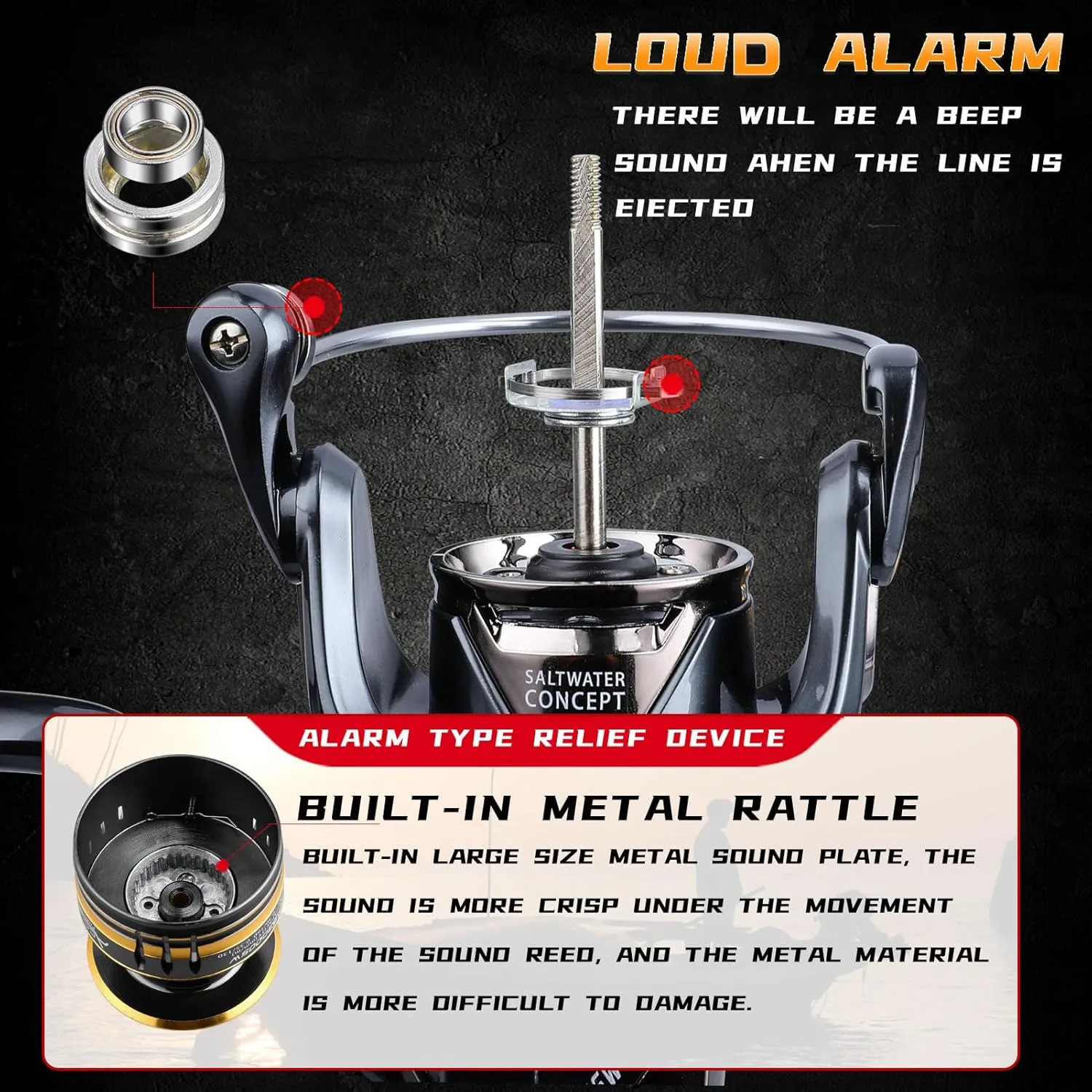 Saltwater Spinning Reel,13 1BB Ultra Smooth Saltwater Fishing Reels,Powerful Carbon Drag,CNC Aluminum Spool & Handle
