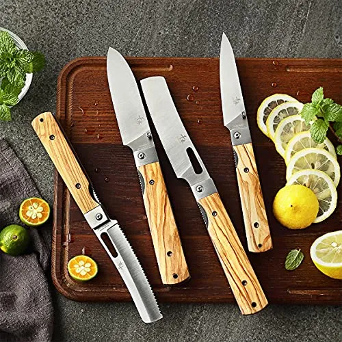 SENBON 440A stainless steel 4 piece pocket folding knife combination set
