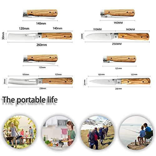 SENBON 440A stainless steel 4 piece pocket folding knife combination set