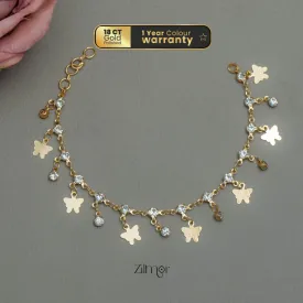 SG101821 - Gold Toned AD Stone Butterfly charm Bracelet