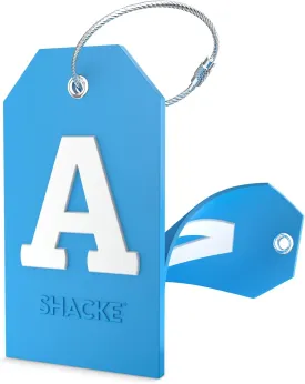 Shacke Initial Luggage Tag with Full Privacy Cover and Stainless Steel Loop - Aqua Teal (Letter A)