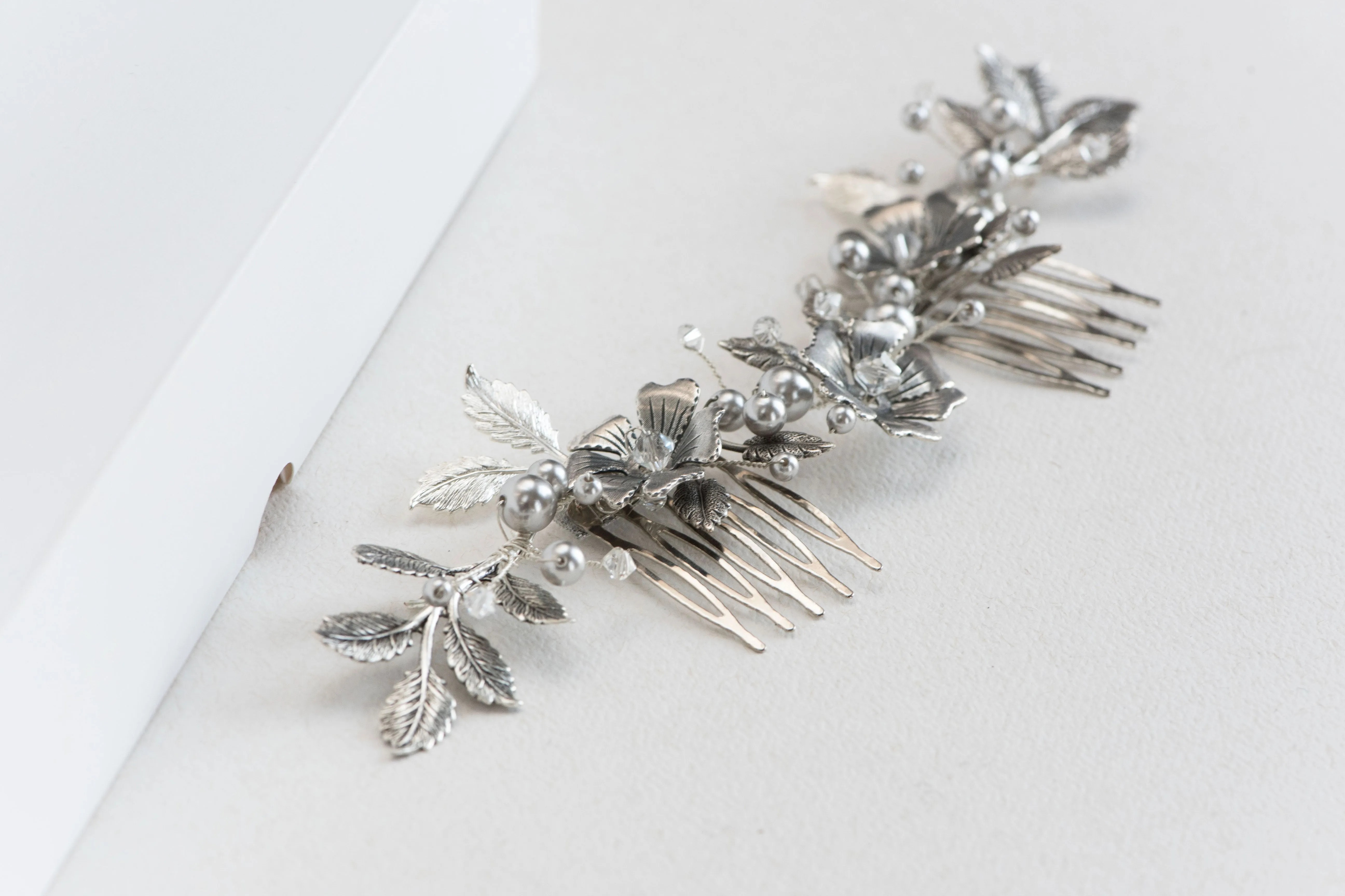 Silver wedding hair vine - Genevieve