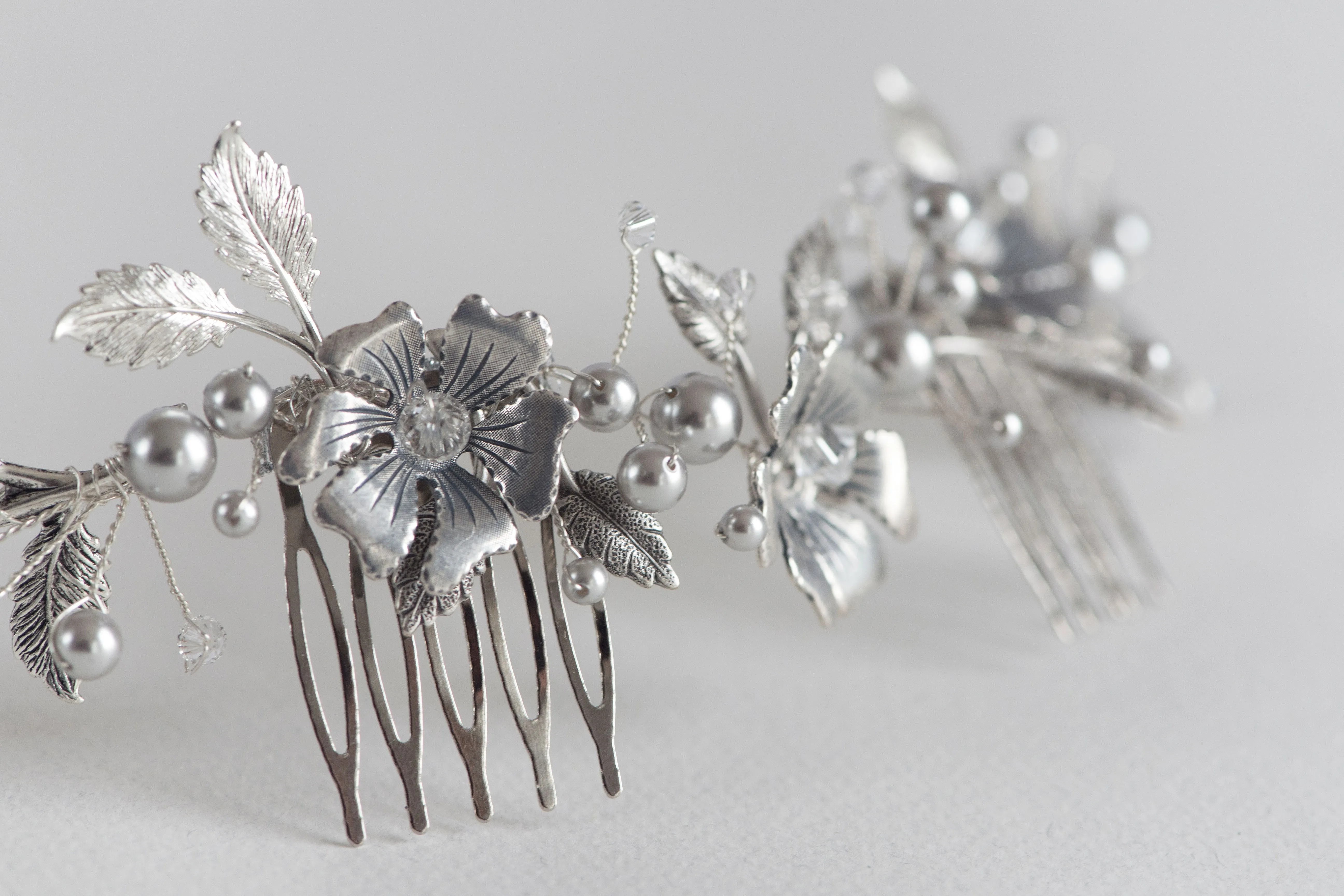 Silver wedding hair vine - Genevieve