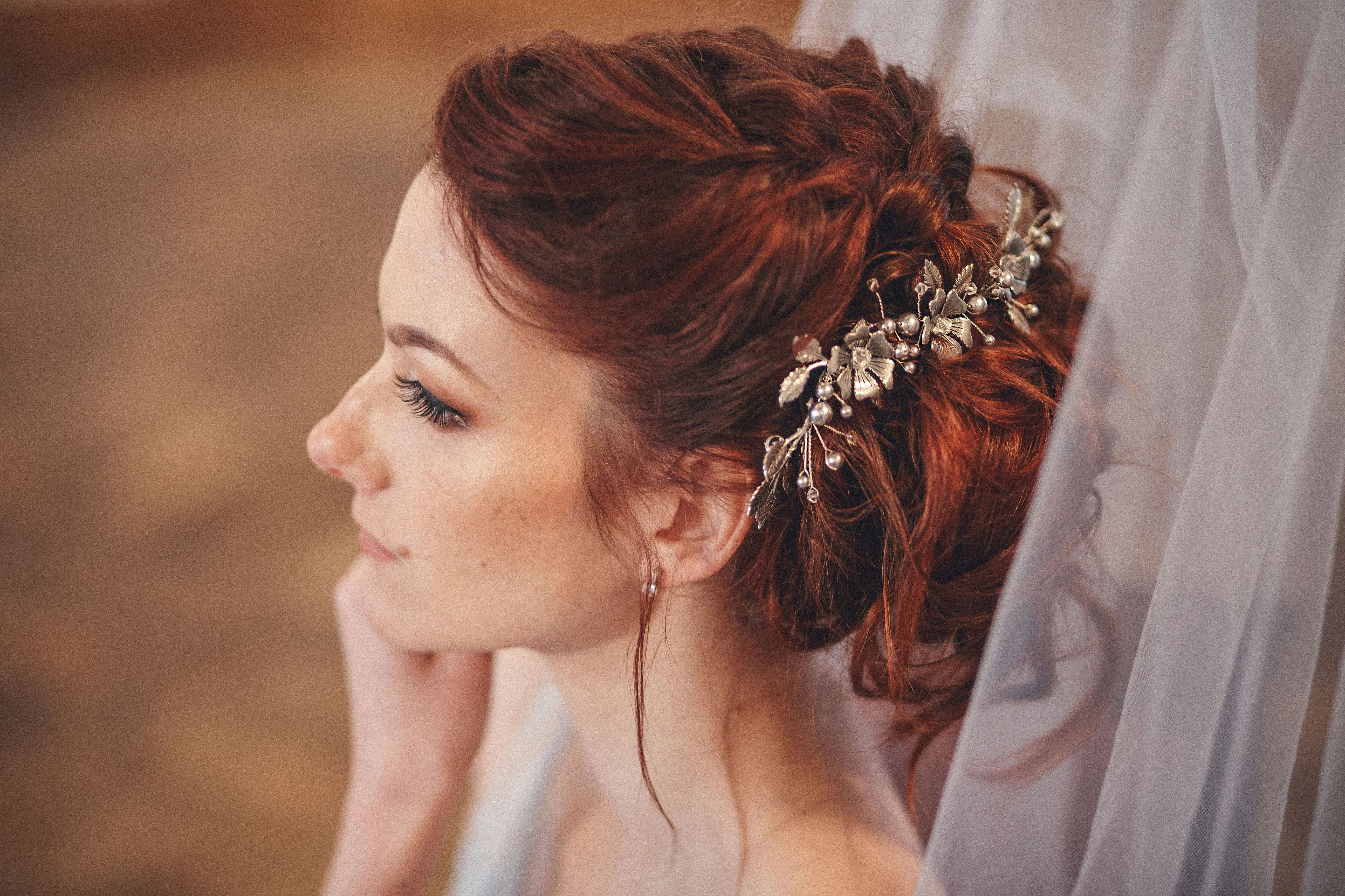 Silver wedding hair vine - Genevieve