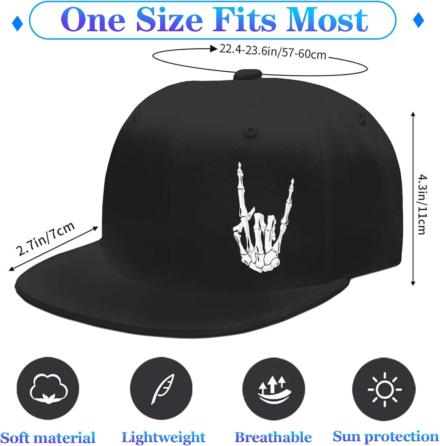 Snapback Hats for Men Flat Bill Brim Hats for Men Black Fitted hat Mens Baseball Caps