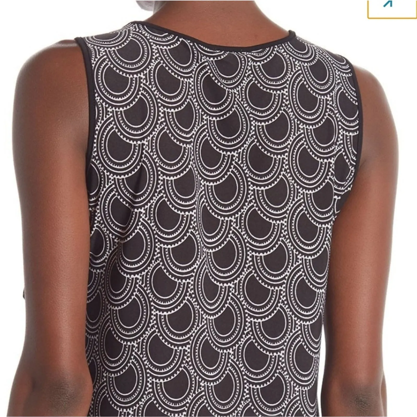 Spense Black Circle Pattern Sleeveless Top  M