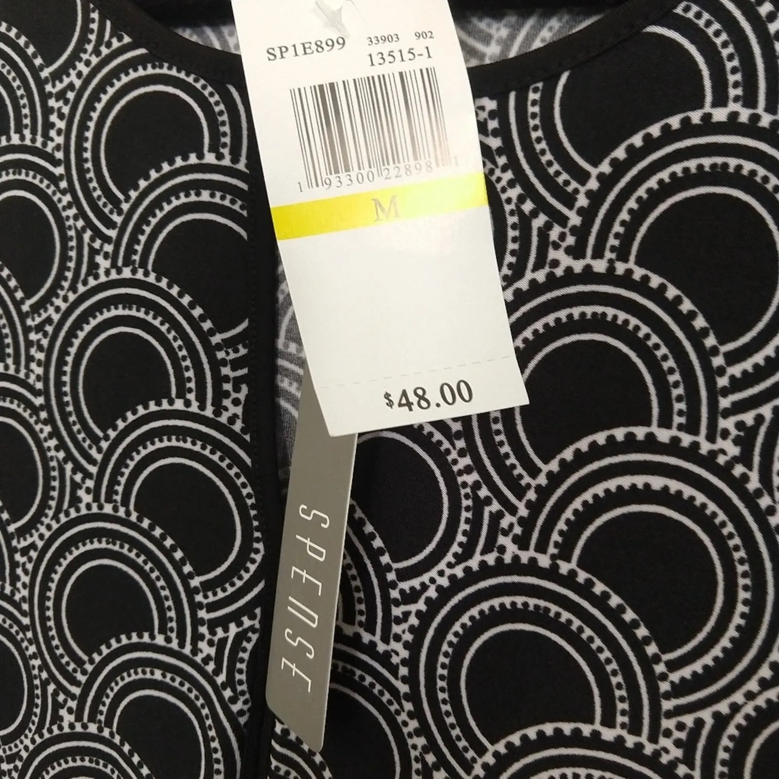 Spense Black Circle Pattern Sleeveless Top  M