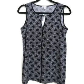 Spense Black Circle Pattern Sleeveless Top  M