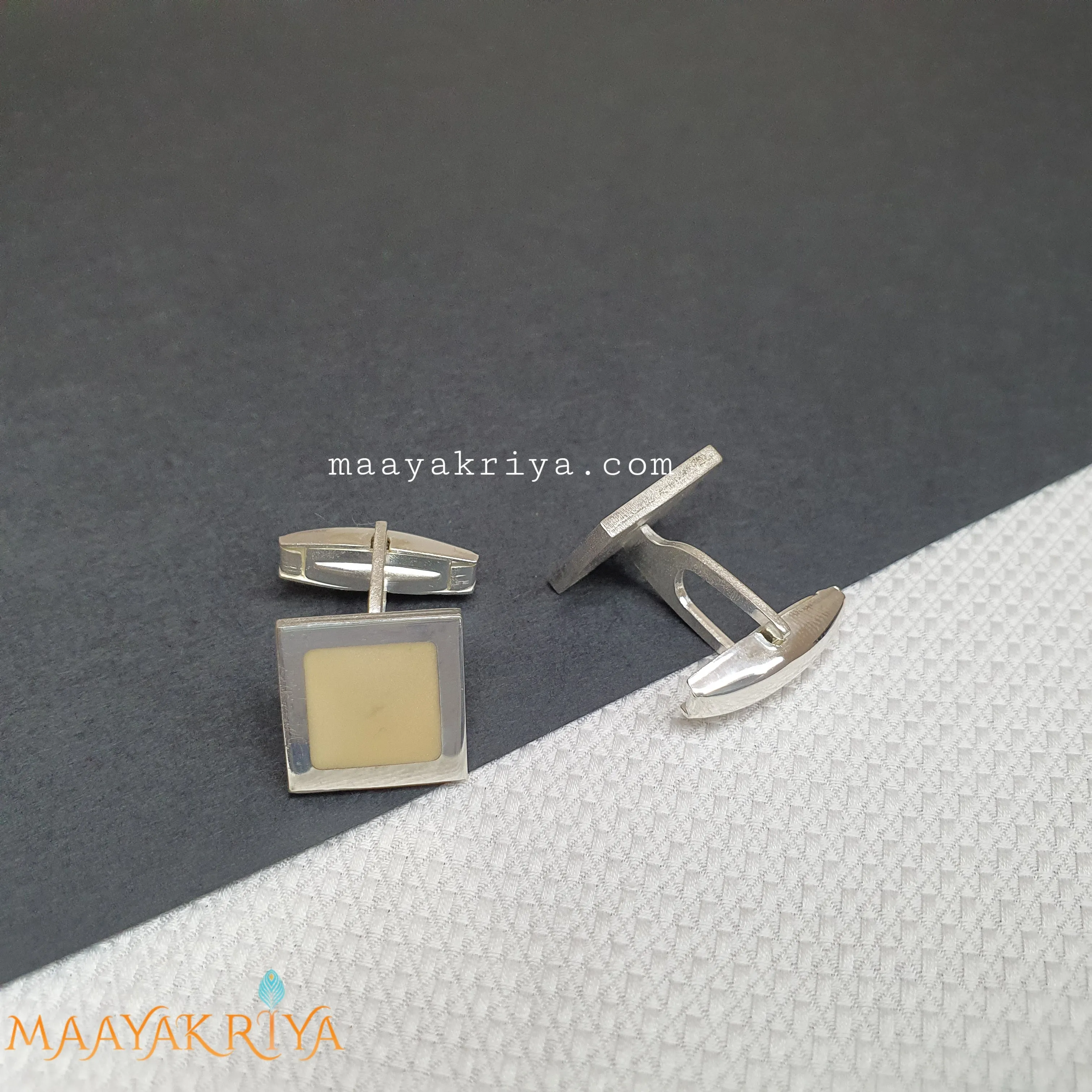 Square White Cufflinks