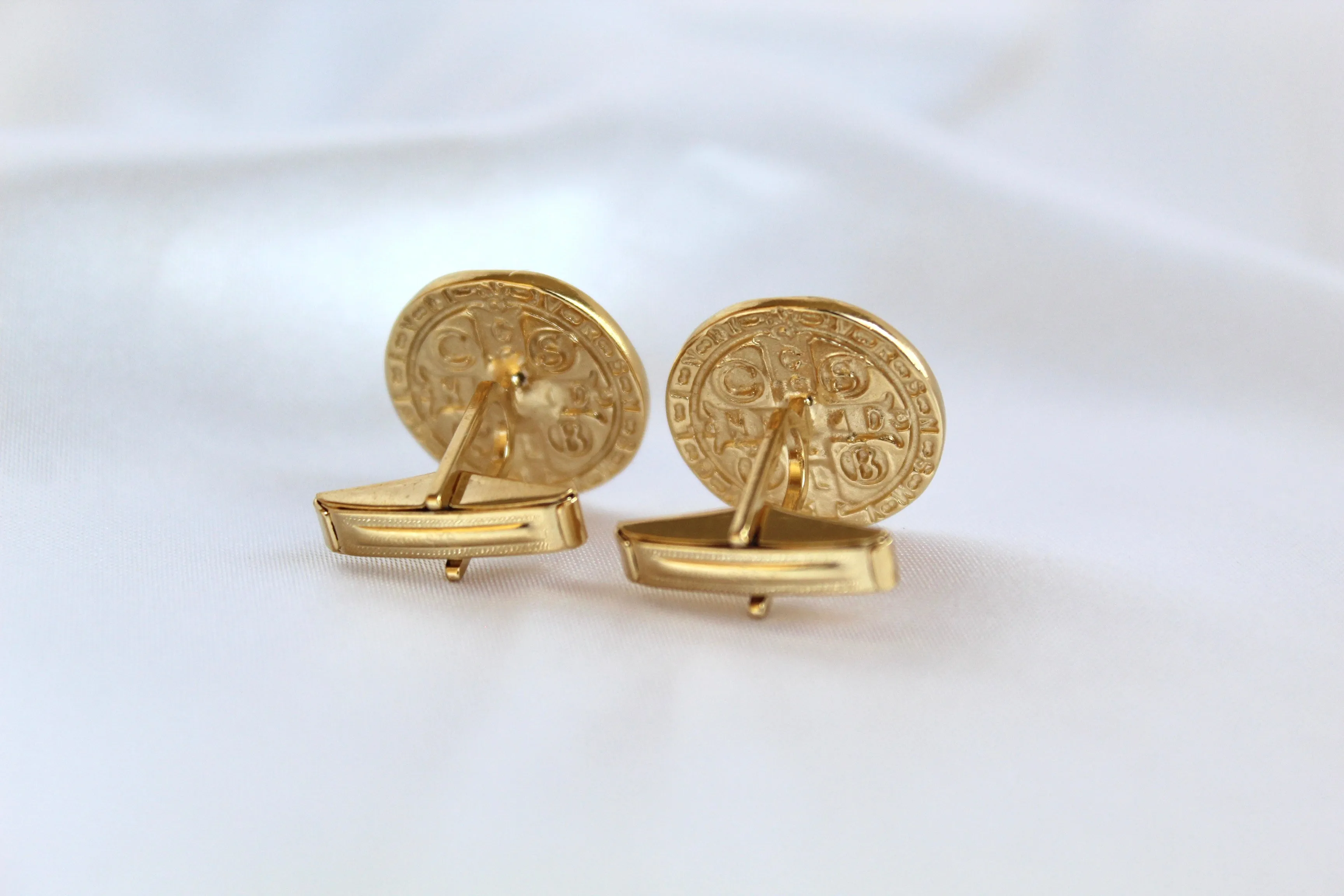 St. Benedict Cufflinks in Gold Vermeil