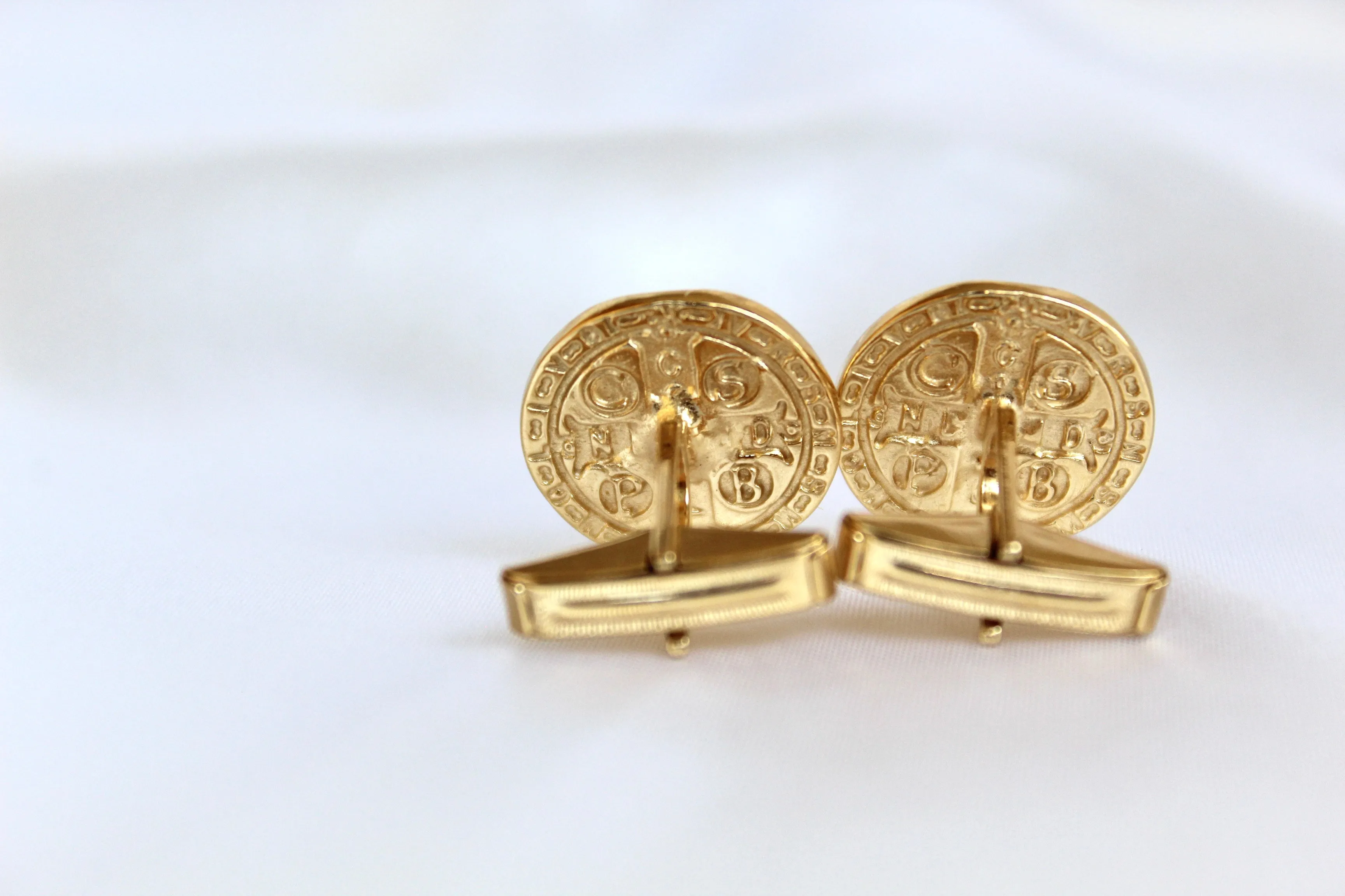St. Benedict Cufflinks in Gold Vermeil
