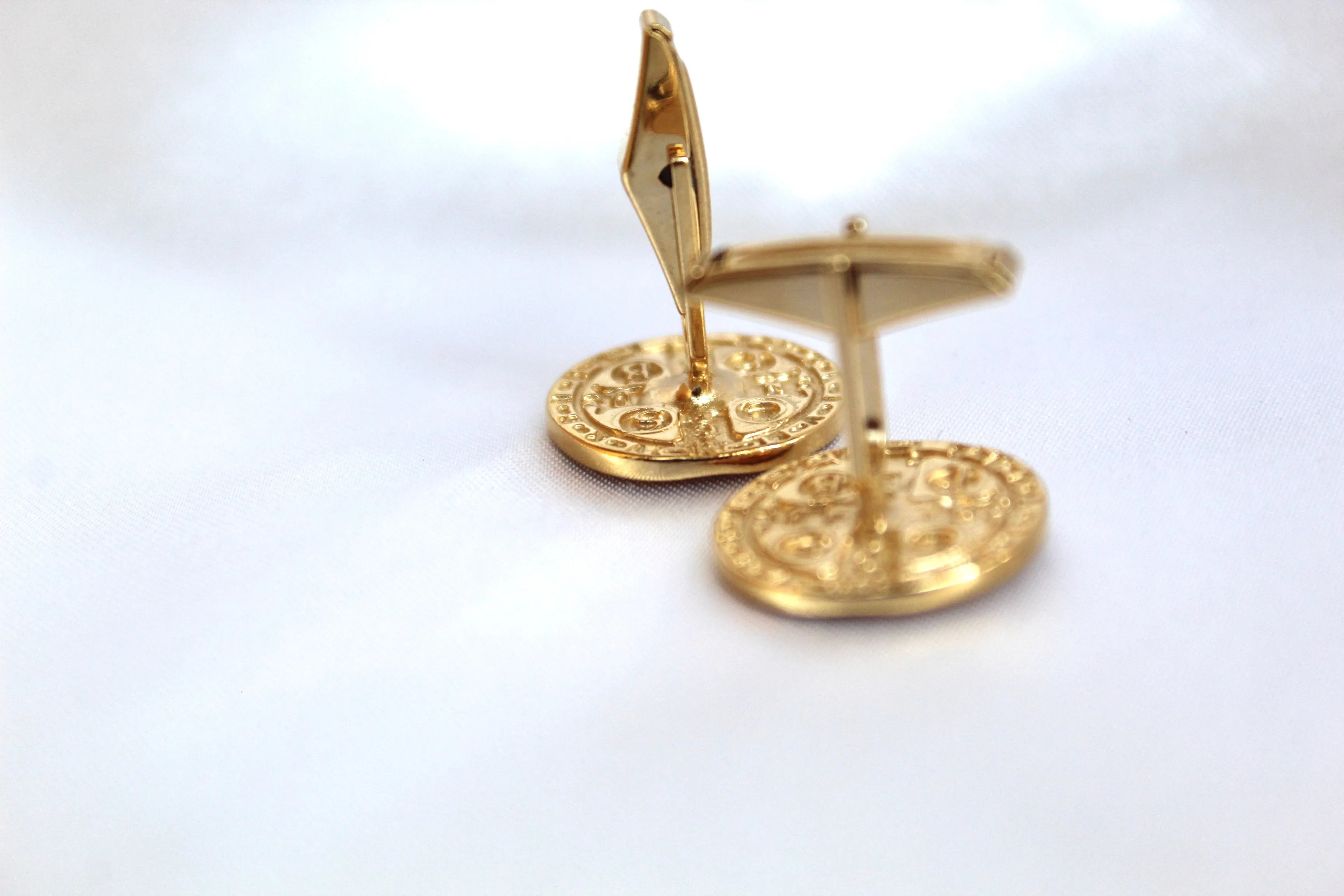 St. Benedict Cufflinks in Gold Vermeil