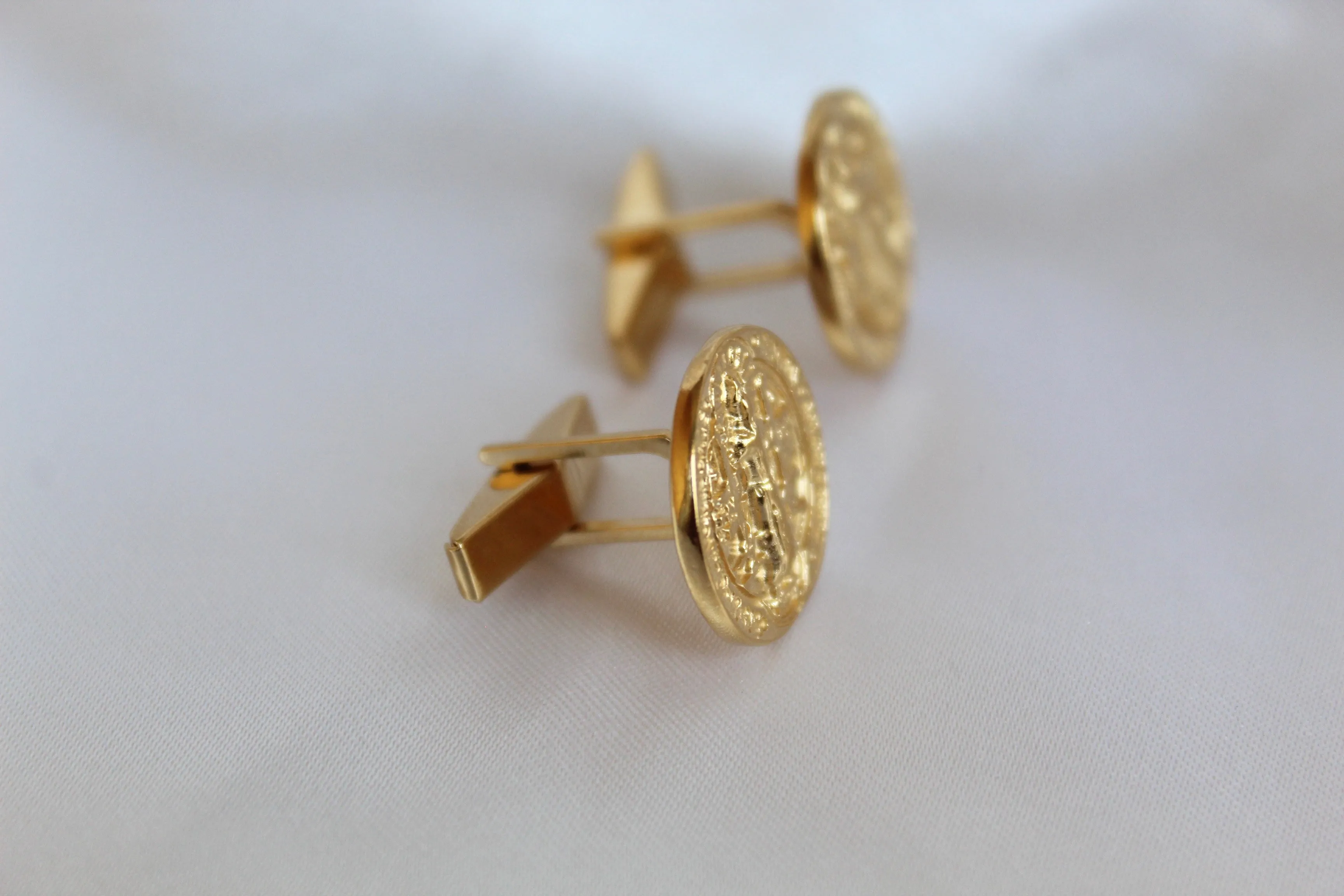 St. Benedict Cufflinks in Gold Vermeil