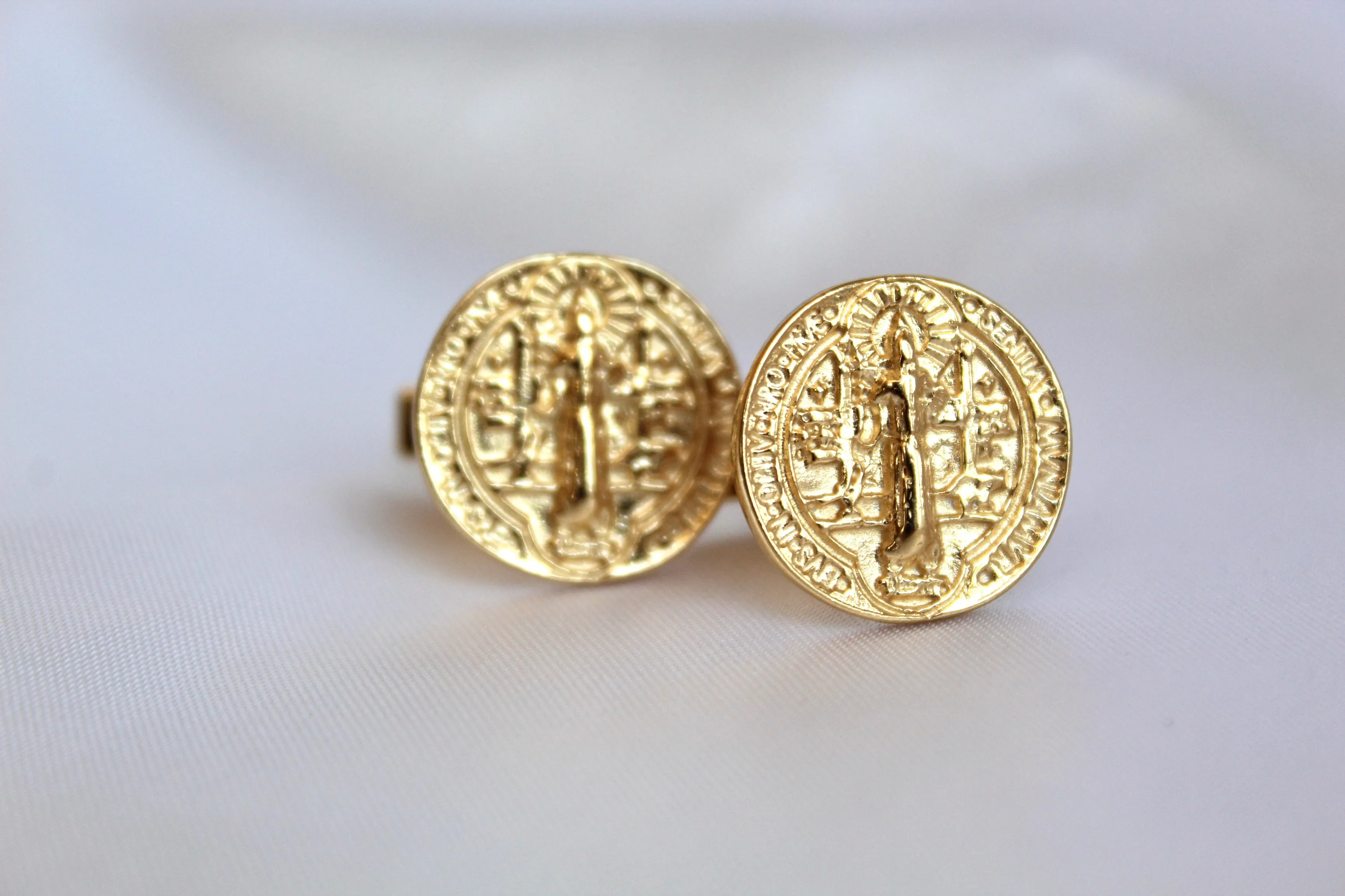 St. Benedict Cufflinks in Gold Vermeil
