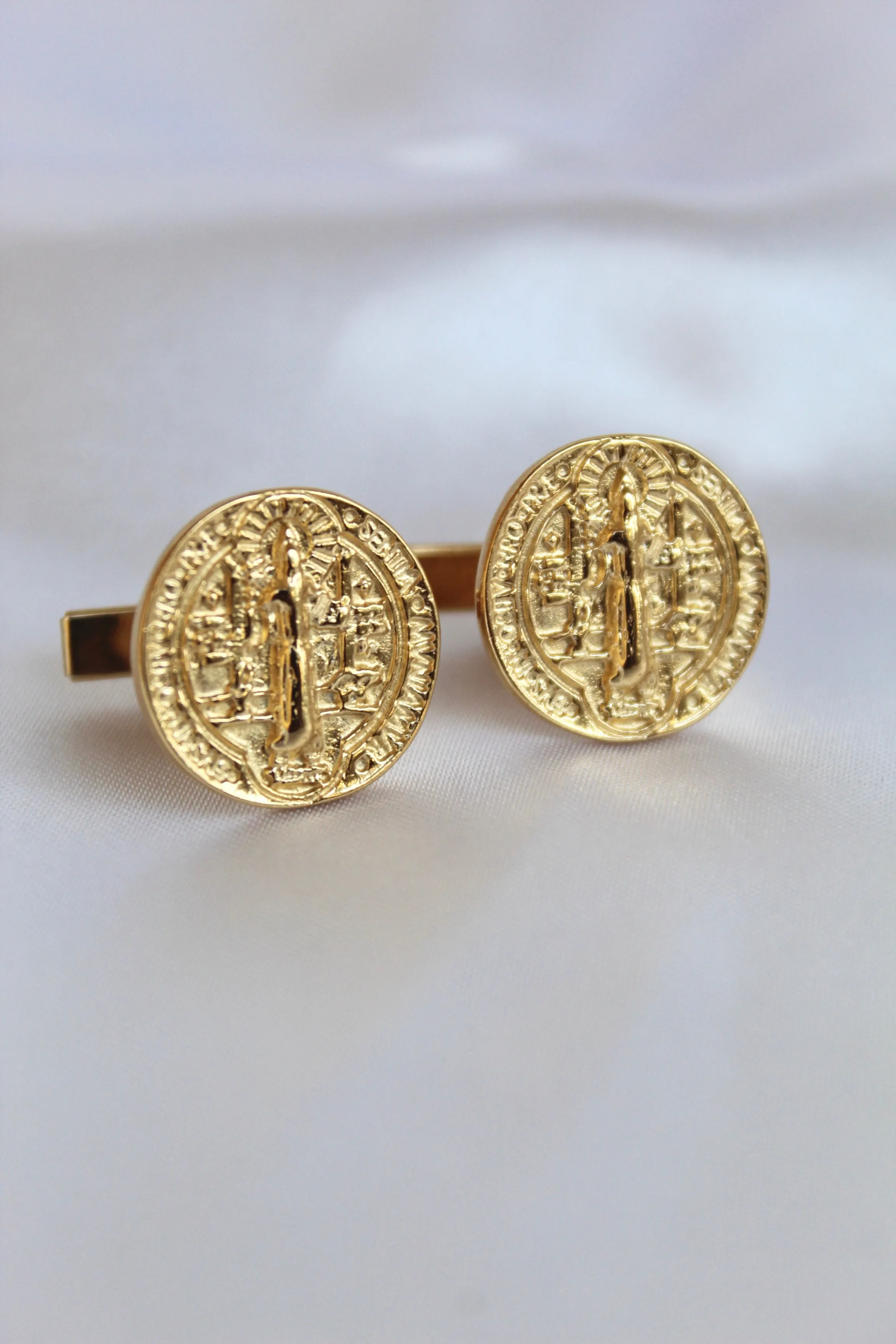 St. Benedict Cufflinks in Gold Vermeil