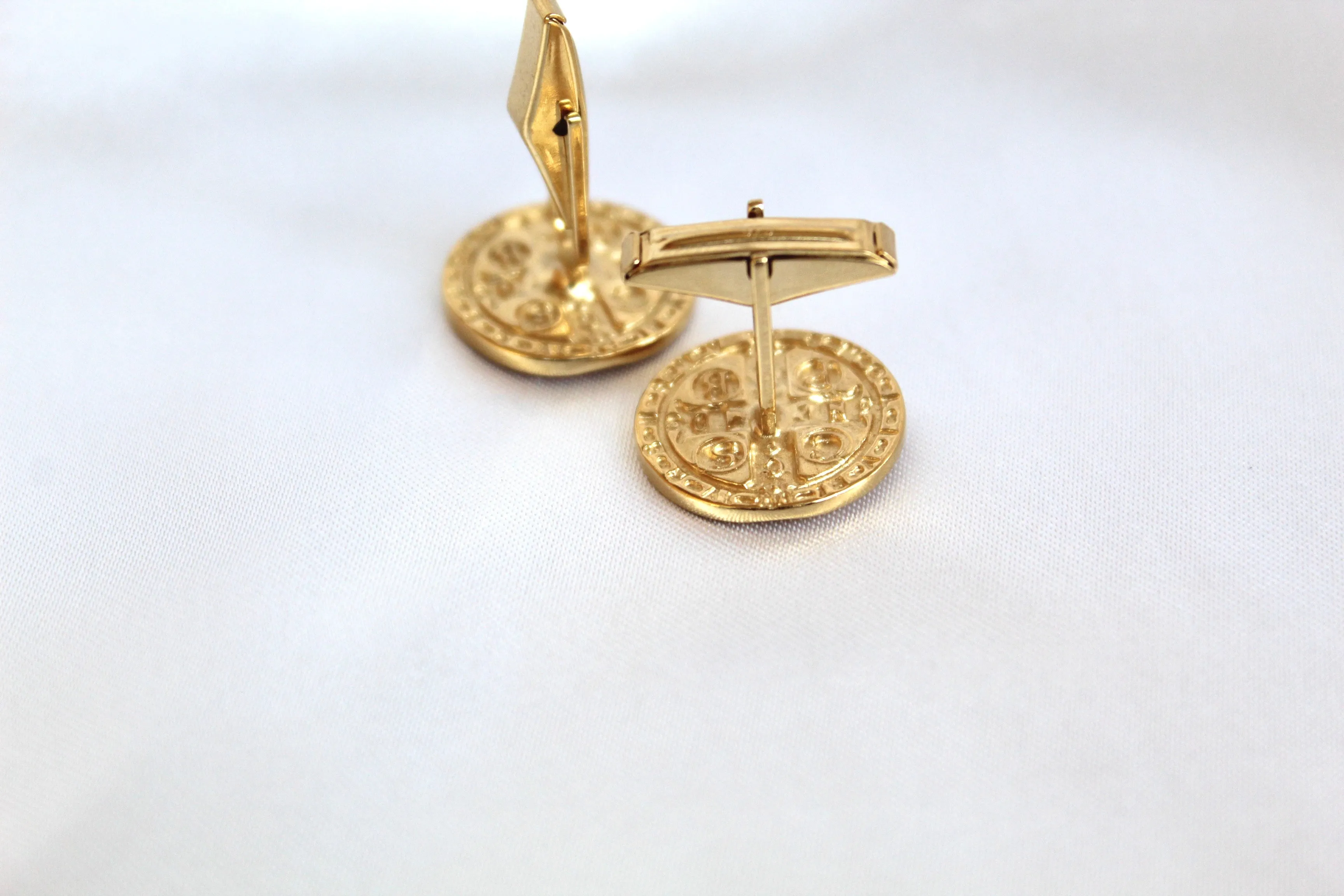 St. Benedict Cufflinks in Gold Vermeil