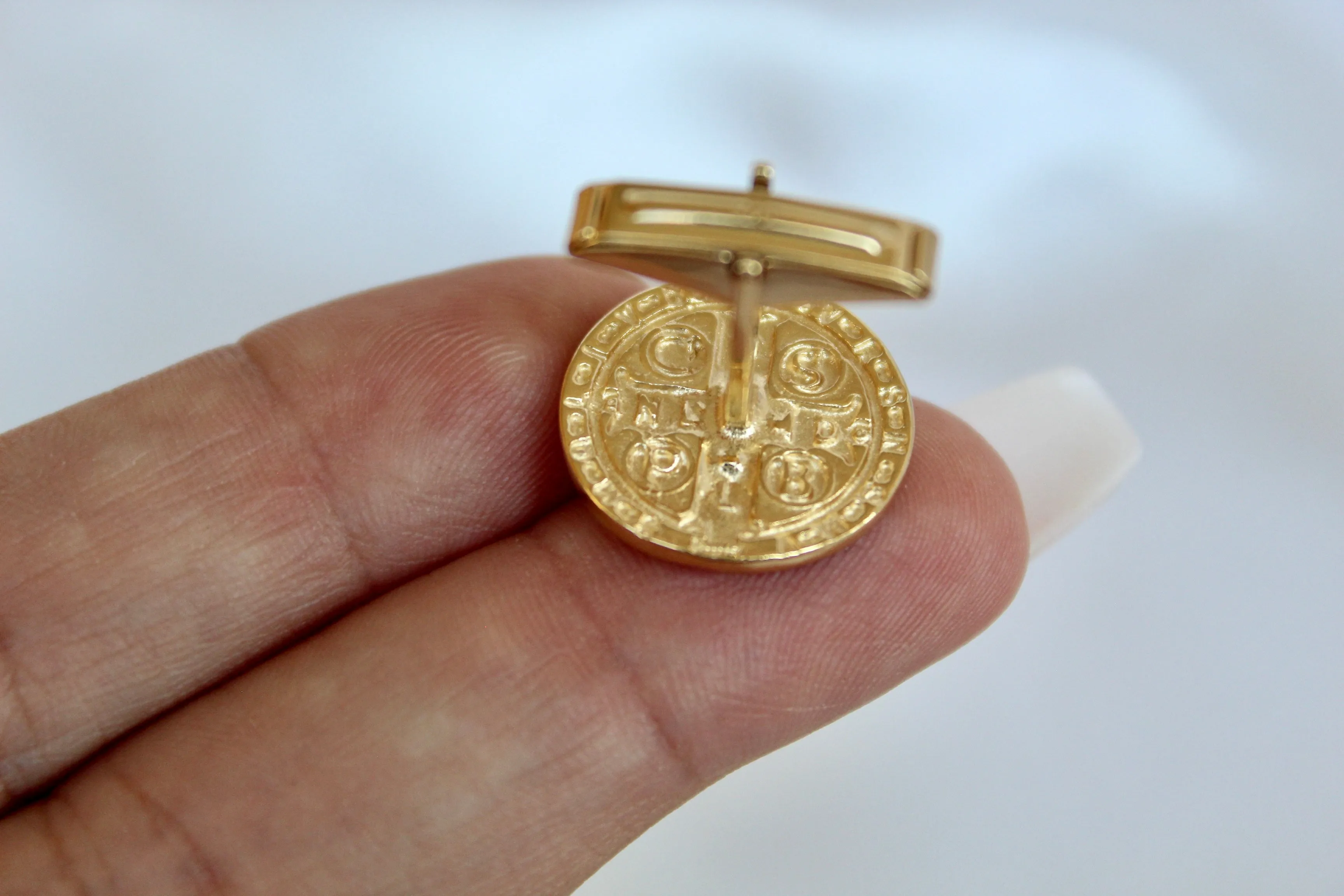 St. Benedict Cufflinks in Gold Vermeil