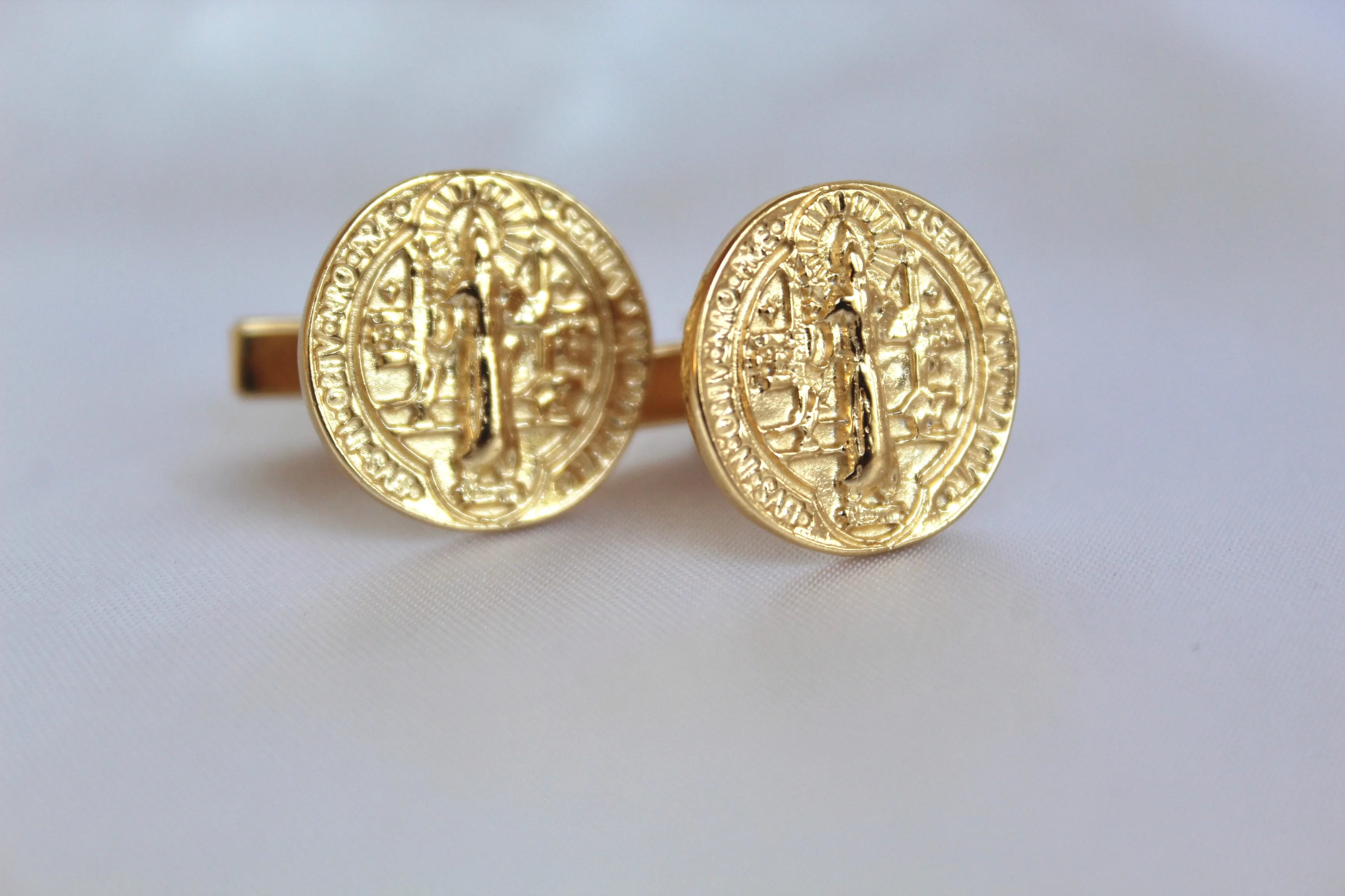 St. Benedict Cufflinks in Gold Vermeil